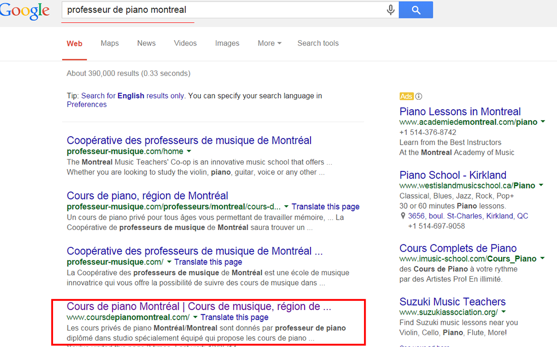 Cours de piano Montreal Montreal piano lessons